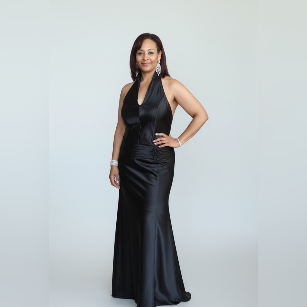 Black Halter Formal Prom Gown